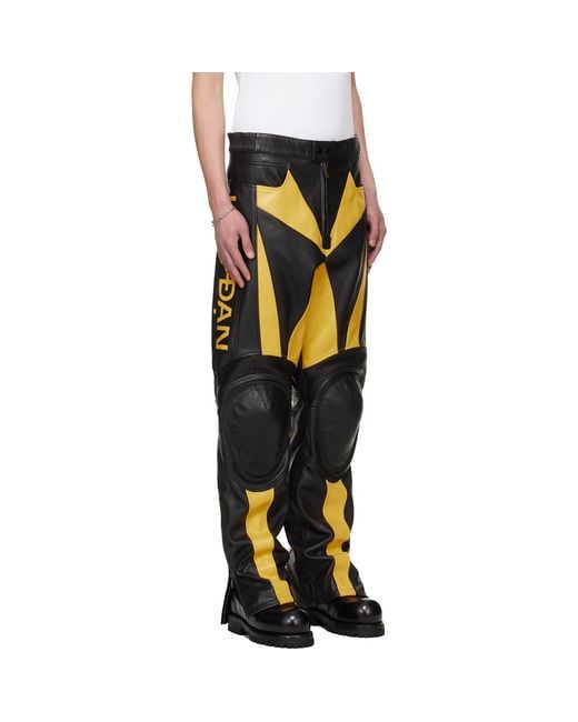 Lu'u Dan Multicolor Bruce Lee X Lựu Đạn & Moto Racing Leather Pants for men