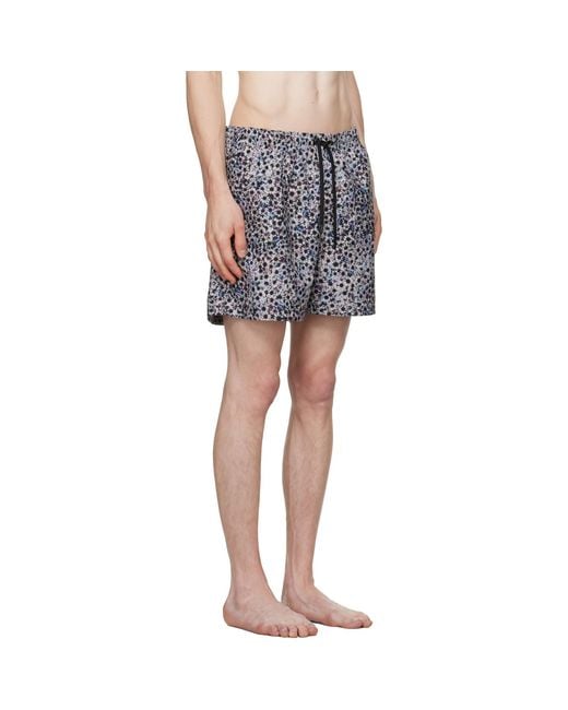 Dries Van Noten Blue Printed Swim Shorts for men