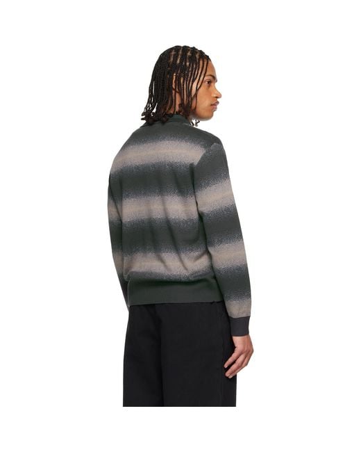Dime Black Striped Rugby Sweater for men