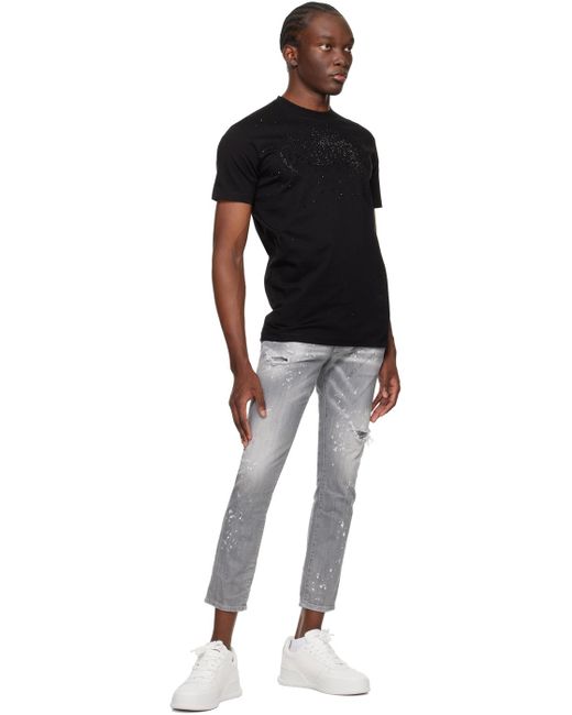 DSquared² Black Gray Skater Jeans for men