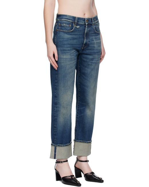 R13 Blue Cuffed Romeo Jeans