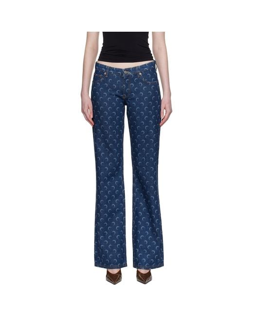 MARINE SERRE Blue Flare Jeans