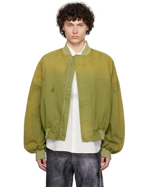 メンズ J.W. Anderson グリーン リラックス コットン ボンバージャケット Green