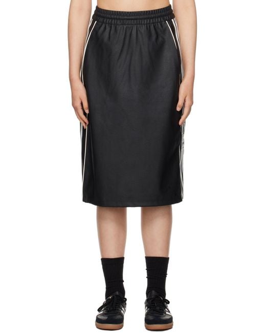 Adidas Originals Black Striped Faux-leather Midi Skirt