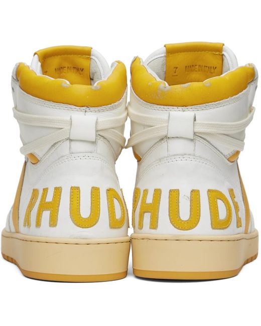 Rhude Black White & Yellow Rhecess Hi Sneakers for men