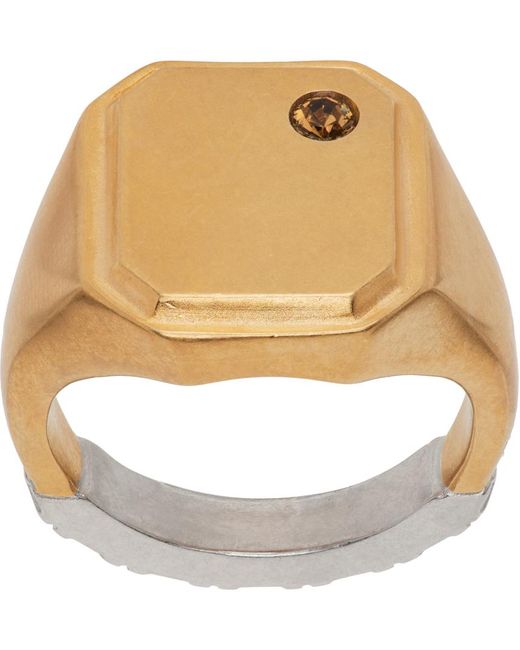 Maison Margiela Metallic Silver & Gold Textured Ring for men