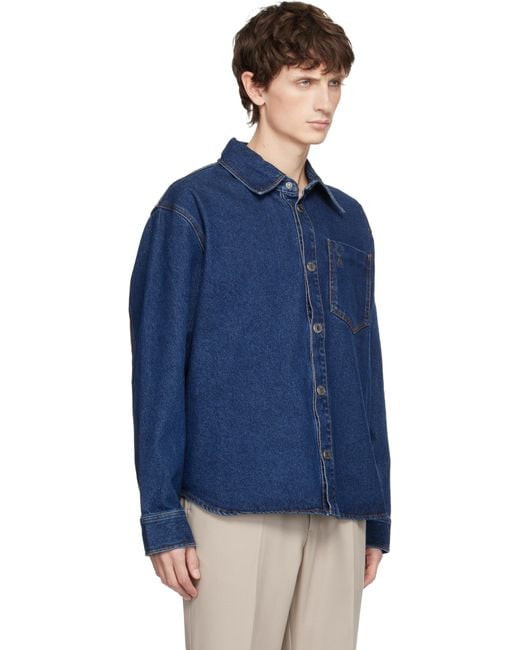 メンズ AMI ブルー Ami De Coeur コットン デニム オーバーシャツ Blue