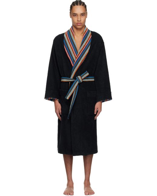 Paul Smith Black Artist Stripe Robe for men
