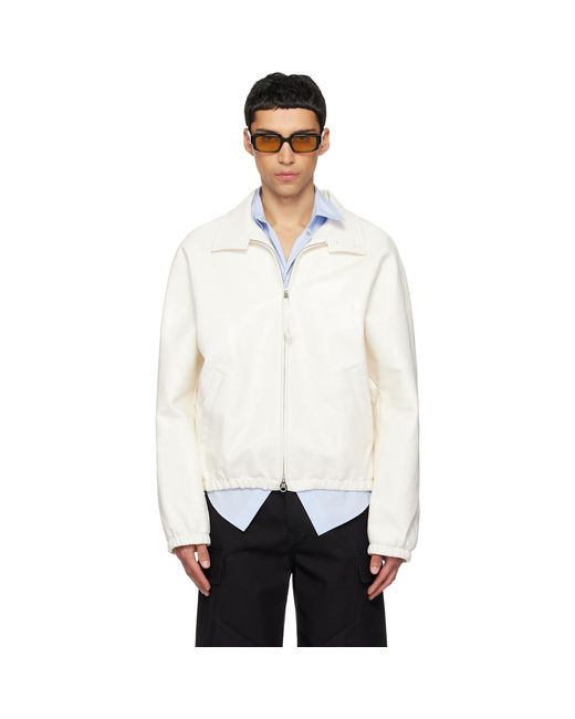 Courreges White Off- Vinyl Zipped Bomber Jacket for men