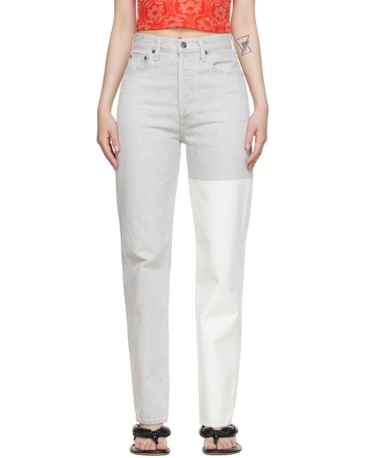 Agolde Denim Grey & White 90s Pinch Waist Straight Jeans | Lyst