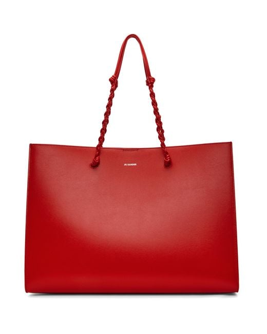 Jil Sander Red Tangle Shopping Ew Tote