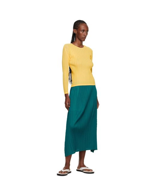 Pleats Please Issey Miyake Yellow Rib Pleats January T-Shirt
