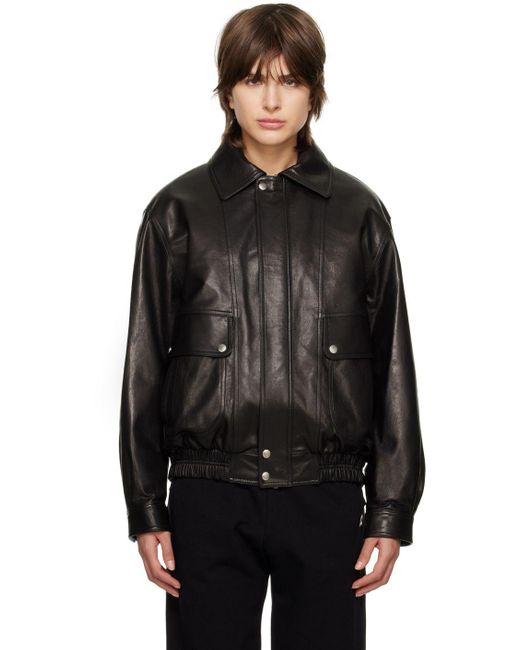 DUNST Black Oversized Leather Jacket