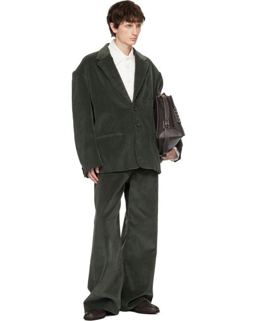SOSHIOTSUKI Black Double Beltloop Corduroy Trousers for men