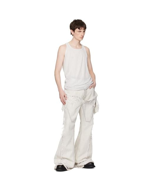 Rick Owens White Off- Temple Loose Tank Top for men