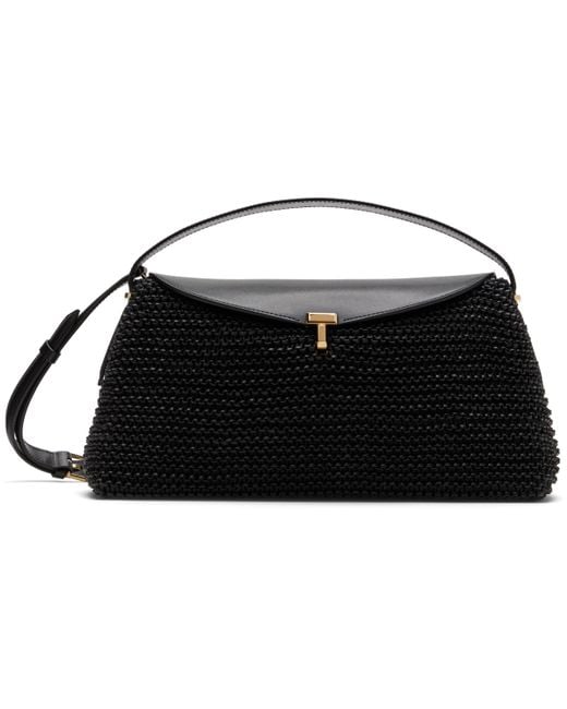 Totême  Black T-lock Woven-leather Bag