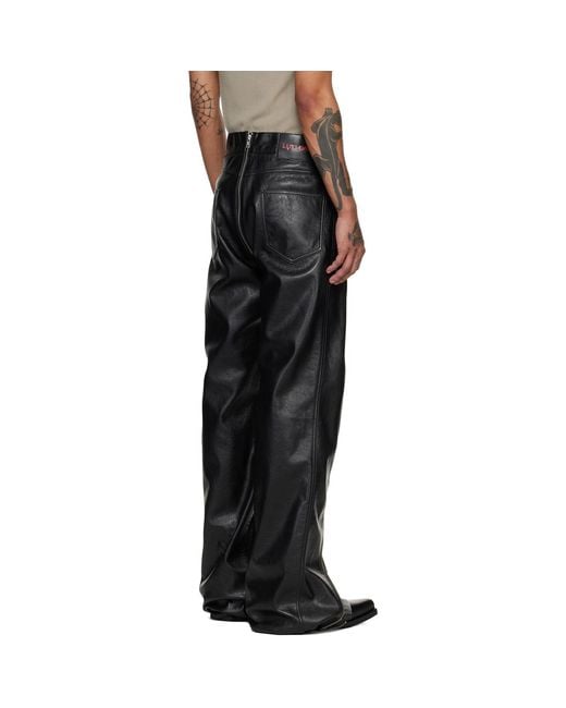 Lu'u Dan Black Zipped Riot 5-Pocket Faux-Leather Pants for men