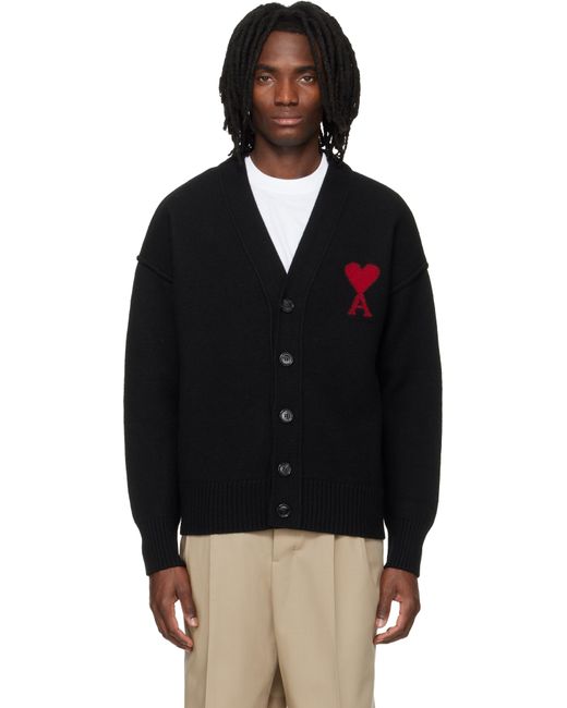 Ami Paris メンズ ブラック Contrasted Ami De Coeur ウール 
