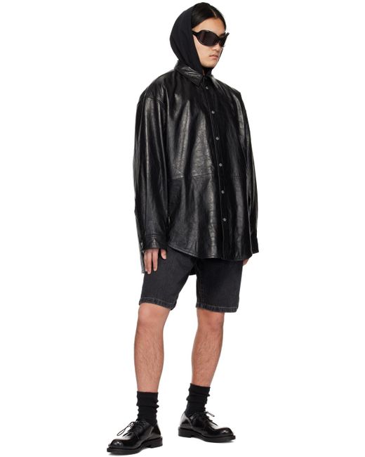 Acne Black Embossed Leather Jacket for men