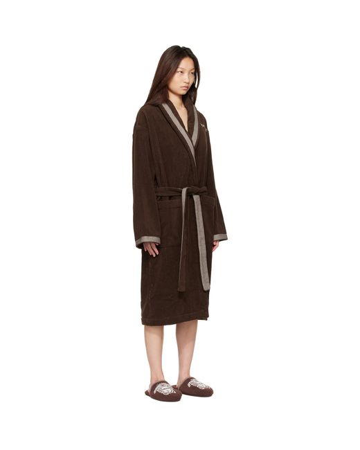 Versace Brown Cotton-Terry Jacquard Bathrobe