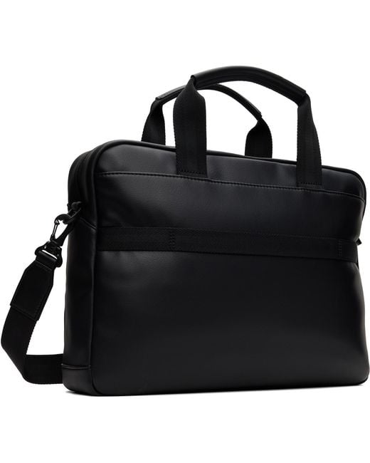 Boss Black Grained Faux-Leather Briefcase for men