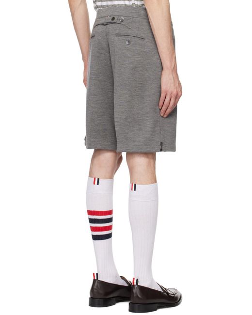 Thom Browne Black Gray Zip-fly Shorts for men