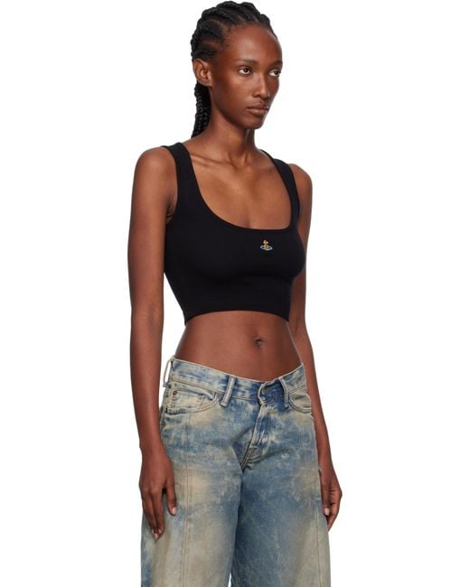 Vivienne Westwood Black Cropped Rib Tank Top
