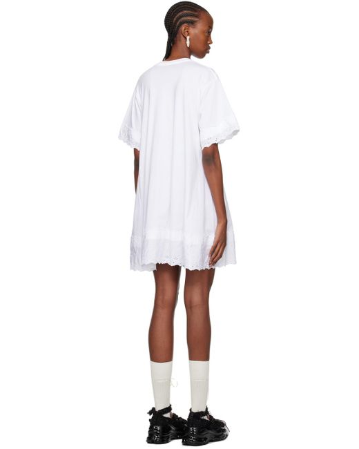Robe t-shirt courte trapèze blanche Simone Rocha en coloris Black