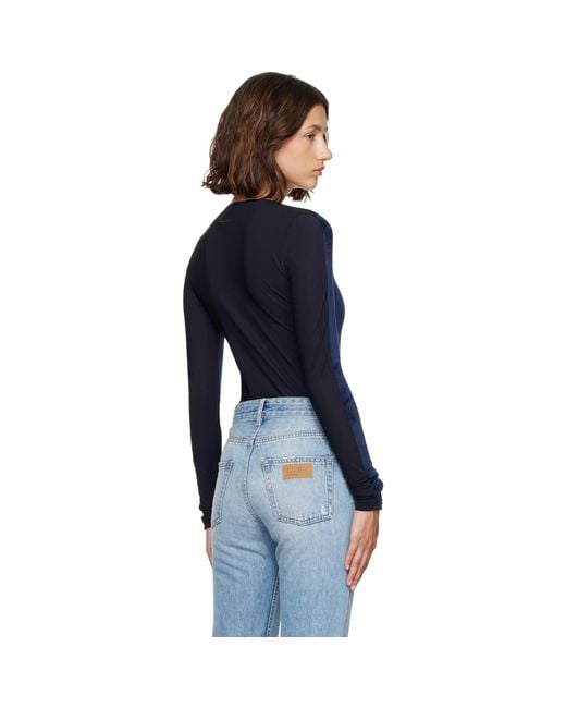 MM6 by Maison Margiela Blue Paneled Long-Sleeve T-Shirt