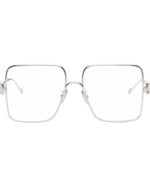 メンズ Loewe シルバー スクエアメガネ Black
