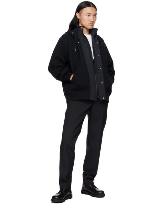 Sacai Black Sponge Sweat & Grosgrain Hoodie for men