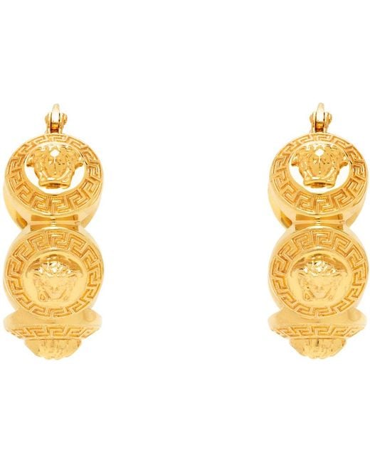 Versace Black Gold Tribute Medusa Hoop Earrings