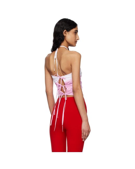 Kijun Red Off- Shirring Halter Top
