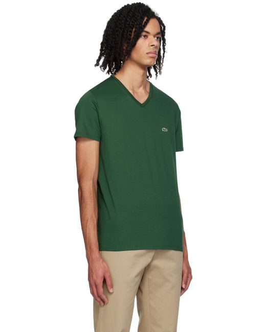 Lacoste Green V-neck T-shirt for men