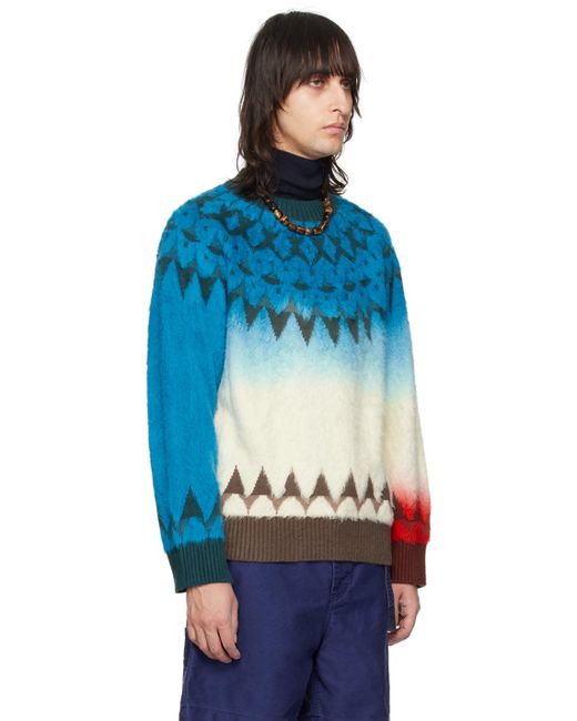 Sacai Blue Jacquard Sweater for men