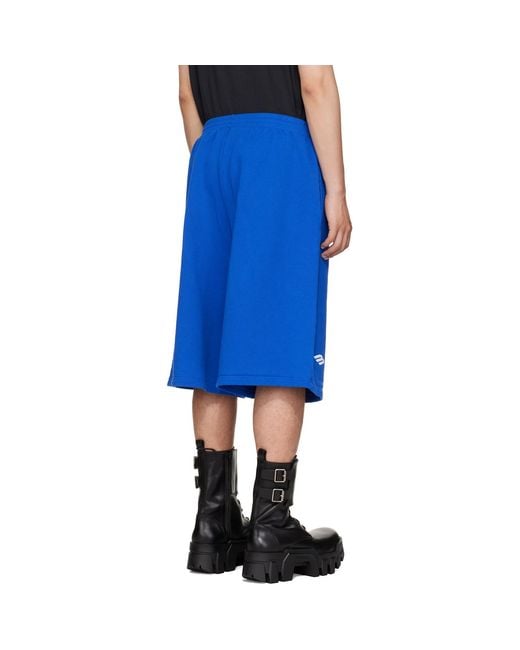 Balenciaga Blue 3B Football Shorts for men