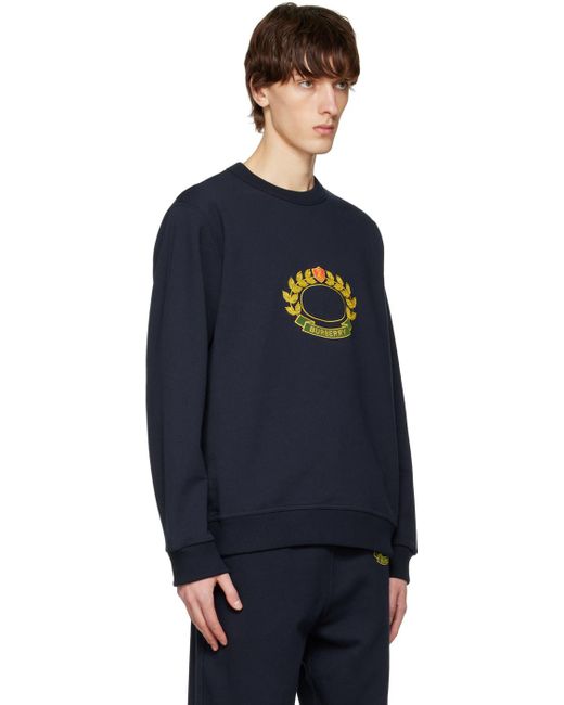 Burberry Navy Crest Sweater in Blue for Men | Lyst UK
