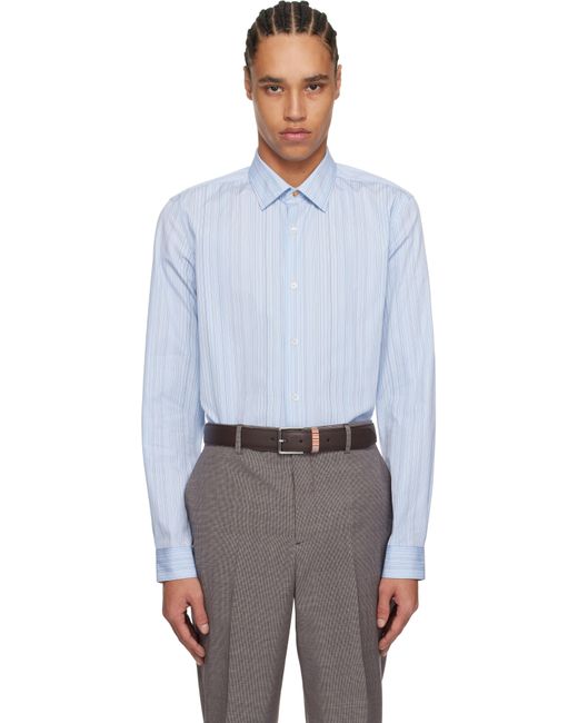 メンズ Paul Smith ブルー ストライプ シャツ Gray