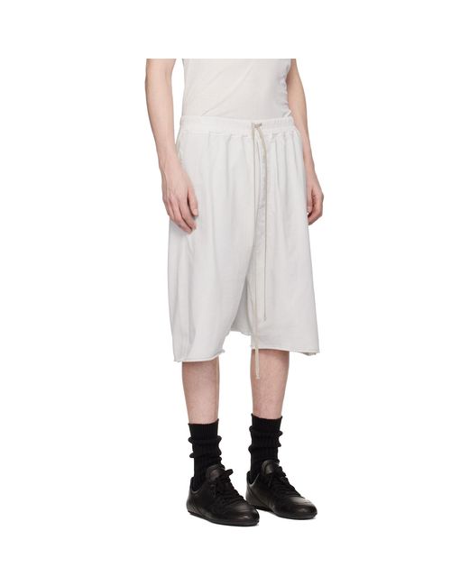Rick Owens White Off- Temple Drawstring Pods Shorts for men