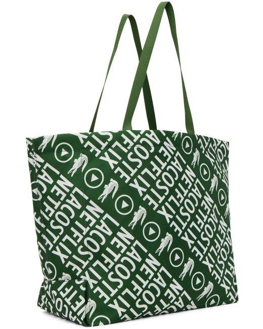 Lacoste Green Netflix Edition Contrast Print Tote for men