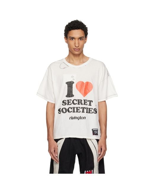RIVINGTON roi Rebis White Off- 'Secret Societies' Tyler T-Shirt for men