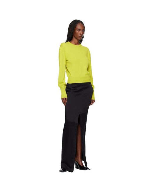 Lanvin Yellow Wool Grosgrain Detail Sweater