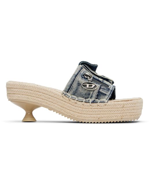 【関税込み】Diesel ブルー D-Ibiza 40 Pck ヒールサンダル Women's D-Ibiza-Heeled platform espadrilles in denim | Blue