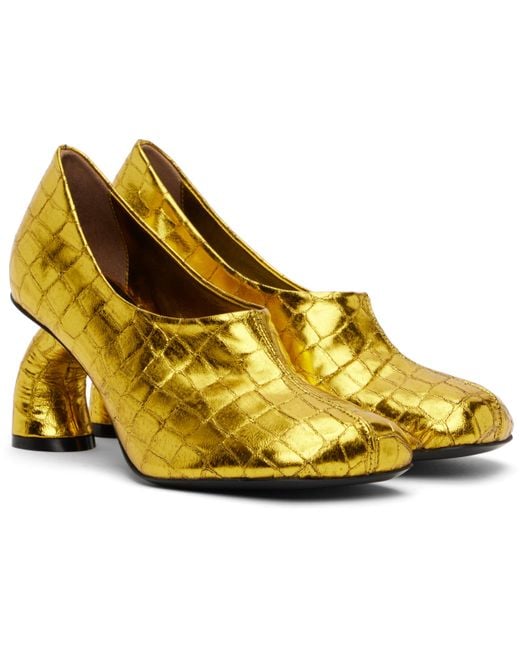 Dries Van Noten ゴールド スクエアトゥ ヒール Yellow