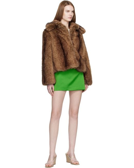 Sandy Liang ブラウン Kensington フェイクファー ジャケット Green