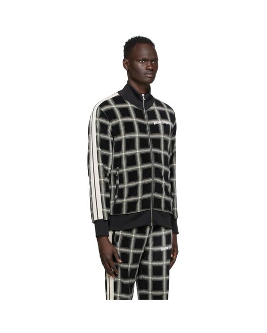 Palm Angels Black Houndstooth Track Jacket for men