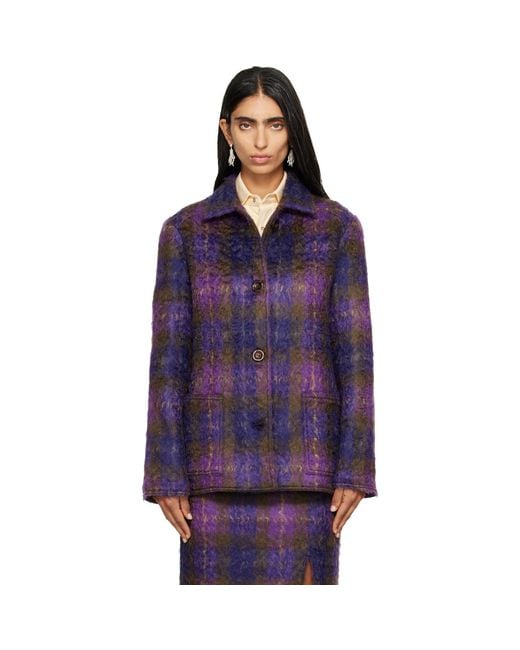 RESCHA Purple Ssense Exclusive Checked Jacket