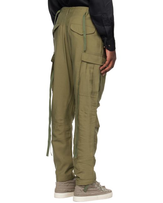 4SDESIGNS Green Drawstring Cargo Pants for men