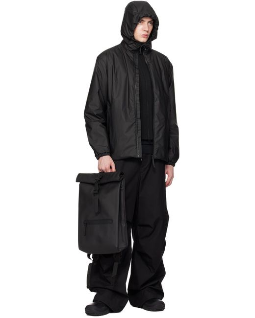 Rains Black Rolltop Backpack for men