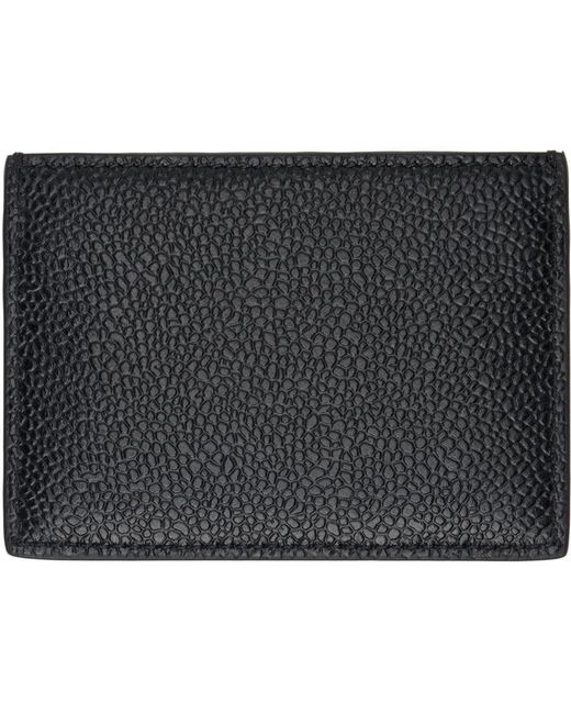 Thom Browne Black Pebbled Leather Card Holder for men